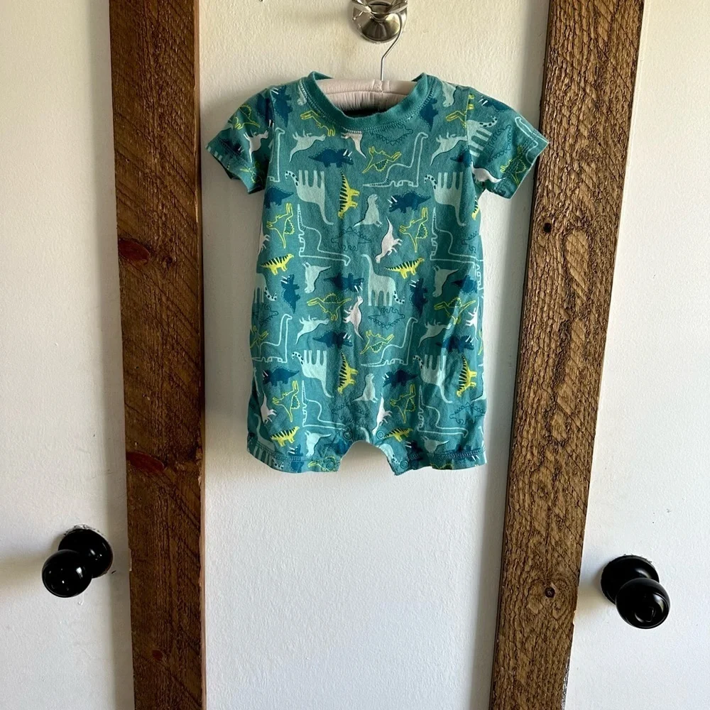 Carter’s Retro Vibrant Dinosaur Baby Boy Romper Size 12 Months EUC